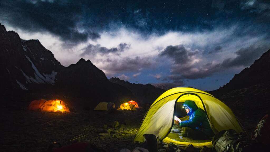 Camping Reading Books At Night