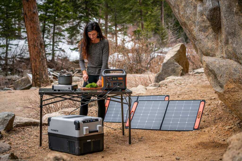 portable power station charging with solar panel for hiking 3